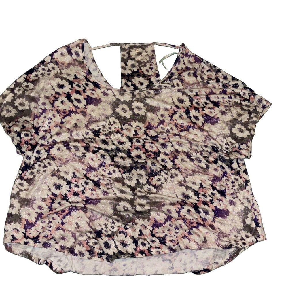 Juicy Couture Women's Floral Shimmer Print Back Cutout Top M